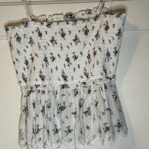 American Eagle Floral Smocked Peplum Top